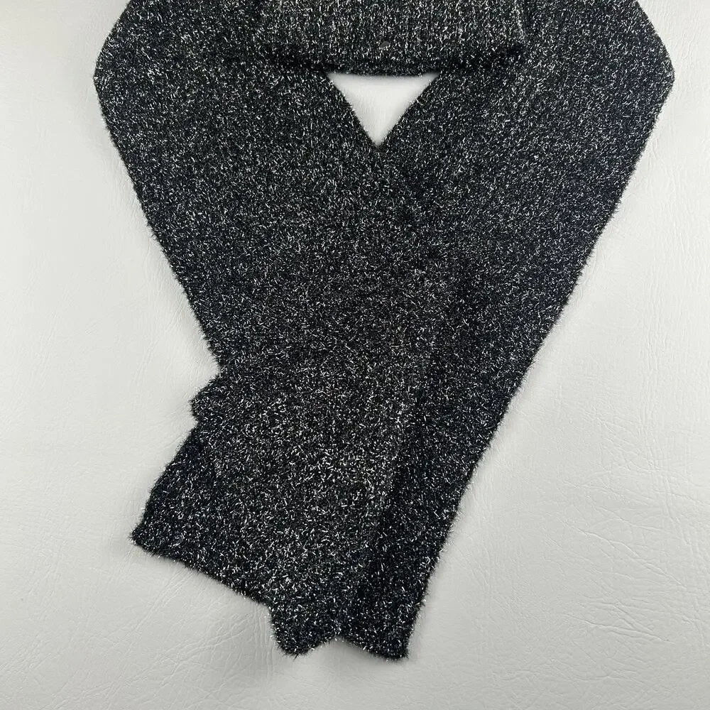 Kate Spade New York Black Metallic Knit Scarf and hat Women’s Soft Winter